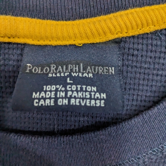 Polo Ralph Lauren sleepwear Men's Blue Long Sleeve Waffle Knit top - Size L - Picture 4 of 6